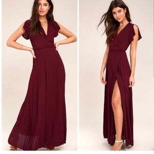 Heart Of Marigold Lulus Burgundy wrap maxi dress